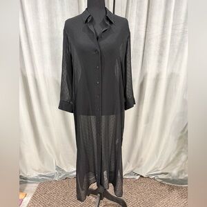 Express Black Sheer Long Sleeve Shirt
